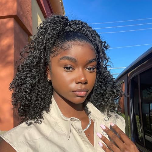 Kinky Curly Half Wig Human Hair 12" Glueless 200 Density