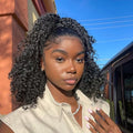 Kinky Curly Half Wig Human Hair 12" Glueless 200 Density