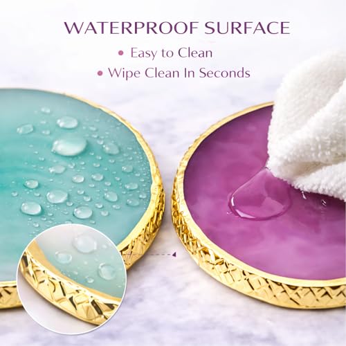 Resin Nail Art Palette with Gold Edge - Gel Polish Mixing Board