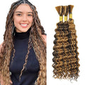 Freiuoke 34 Inch Honey Blonde Deep Wave Braiding Hair Bundles