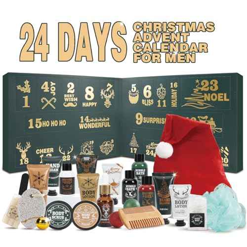 Advent Calendar for Adults Rinse & Robust Christmas Gifts for Men Advent Skincare Calendar Countdown Calendar 24PCS 2025 Beauty Advent Calendar Beard Care Set for Men