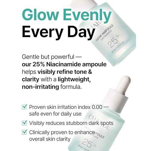 Charde Niacinamide 25% Snow Ampoule for Face, Dark Spot Care for Hyperpigmentation, Freckles & Sun Spots | Radiance Boosting with White Garcinia & Arbutin, Korean Skin Care, 1.01 fl. oz.
