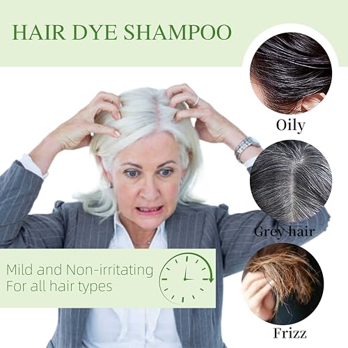 SHIHUANUO Black Hair Dye Shampoo 3 in 1 Cherry Brown Herbal & Ammonia-Free 520ml for Gray Hair Coverage