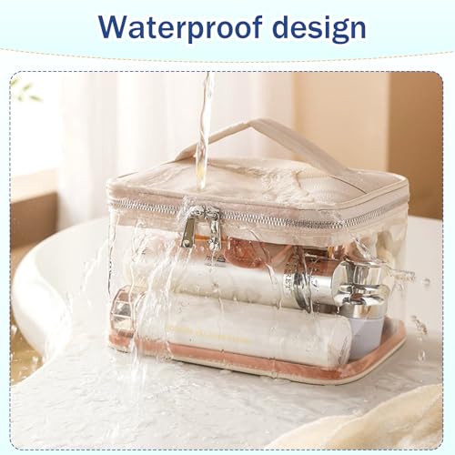 Makeup Bag Toiletry Bag for Women Large Capacity Transparent Makeup Bag Travel Bag for Toiletries Waterproof, Portable, Open Plan Design, Essential for Travel(blcak)