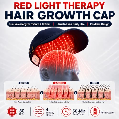 Red Light Therapy Laser Cap for Hair Growth – FDA-Cleared 650nm