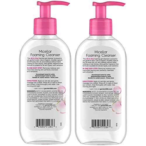 Garnier SkinActive Micellar Foaming Face Wash, 6.7 Fluid Ounce (Pack of 2)