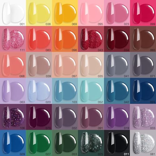 AZUREBEAUTY 170Pcs Dip Powder Nail Kit Starter 36 Colors Pink Red Purple Christmas Dipping Powder with Base/top Coat Activator Dip Liquid Set + Nail Removal Accessories Set for Gift