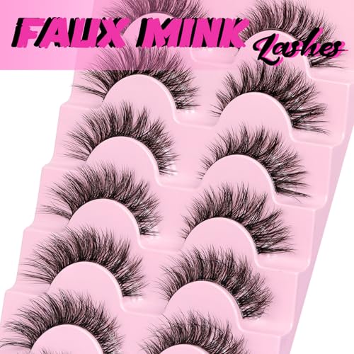 Veleasha Fluffy Cat Eye False Eyelashes - 7 Pairs, 8-15mm C Curl