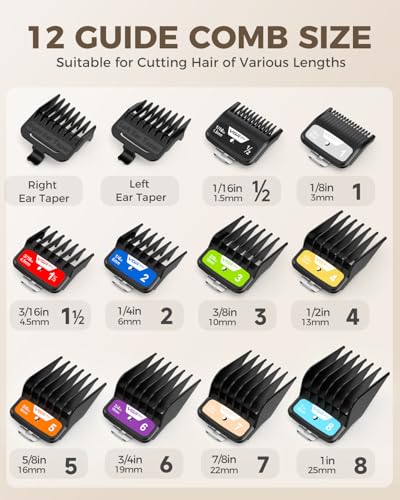 VGRPRO Professional Hair Clipper Guard Set with Color-Coded Guides