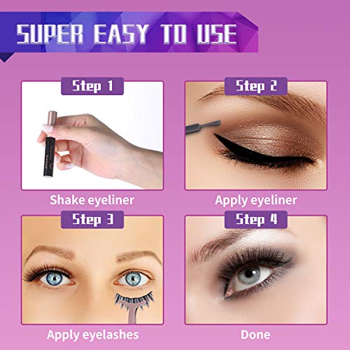 Magnetic Eyelashes Kit with Eyeliner - 10 Pairs 3D Natural Look