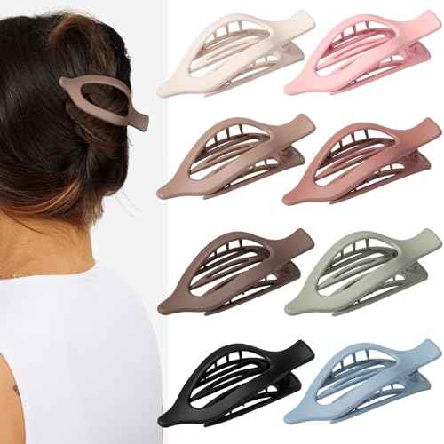 8 Pcs Flat Hair Clips for Women Girls, Flat Claw Clips for Thick Thin Hair, Hair Accessories Barrettes