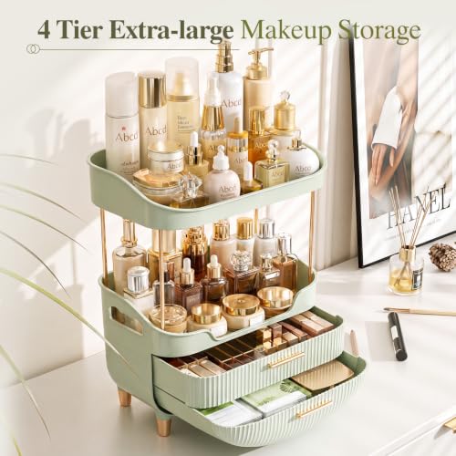 4-Tier Makeup Organizer with Handle - Elegant Skincare Storage