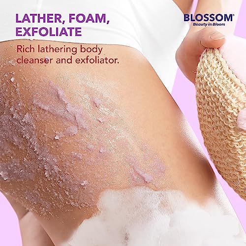 Blossom Layered in Luxury Glowing Scented Lather Foaming Body Sugar Scrub Exfoliating Polish with Skin Brightening Vitamin C, Cruelty Free, 300ml, Peach