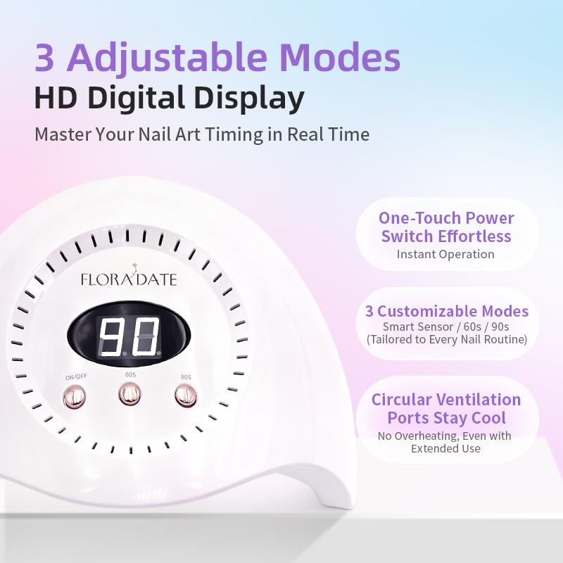48W UV LED Nail Lamp with Smart Sensor & Adjustable Timers