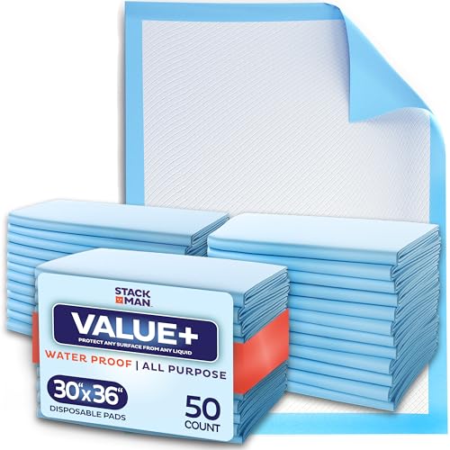 Chucks Pads Disposable 30x36 Underpads [50-Pack] Incontinence Chux Pads Absorbent Fluff Protective Bed Pads - Extra Large Pee Pads for Kids, Adults & Elderly | Leak Proof Puppy Pads for Training - XXL