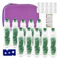 fengshuisale Essential Oil Roller Bottle 10ml w EVA Carrying Travel Case£¨Clear Glass Bottle with silver Cap¡¢10pack¡¢Gemstone Roller Balls¡¢Crystal Chips Inside¡¢Opener Gemstone Roller Ball Bottles