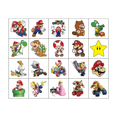 20 Mario Temporary Tattoos - Party Favors & Activity Prizes