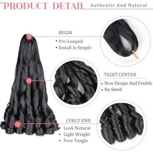 French Curly Braiding Hair 24 Inch #1B Black 8 Pack