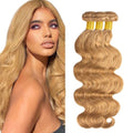 GtaiiReu Honey Blonde Human Hair Bundles 12-16 Inch Body Wave Extensions