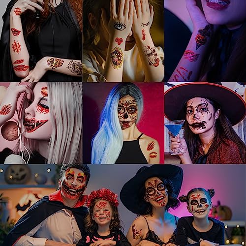 50 PCS Halloween Face Tattoos - Scary Horror & Costume Stickers