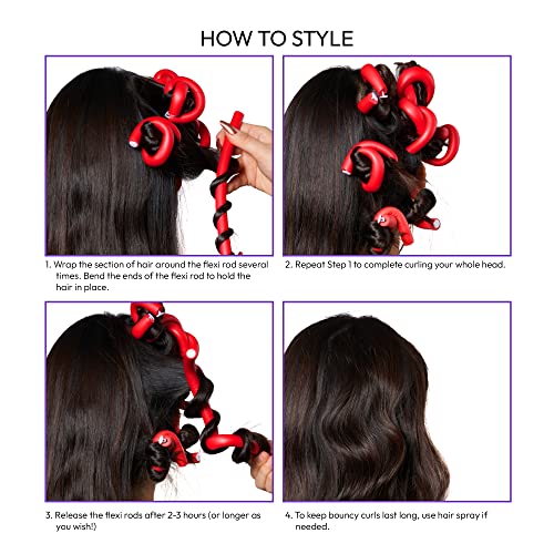 Red by Kiss Flexi Rods Heatless Hair Curler Set - 7" x 11/16" (6 Pack)