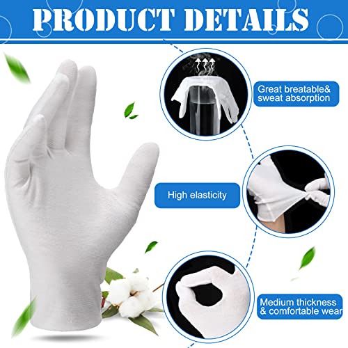 Funtery 240 Pcs White Cotton Gloves Bulk L for Inspection & Moisturizing