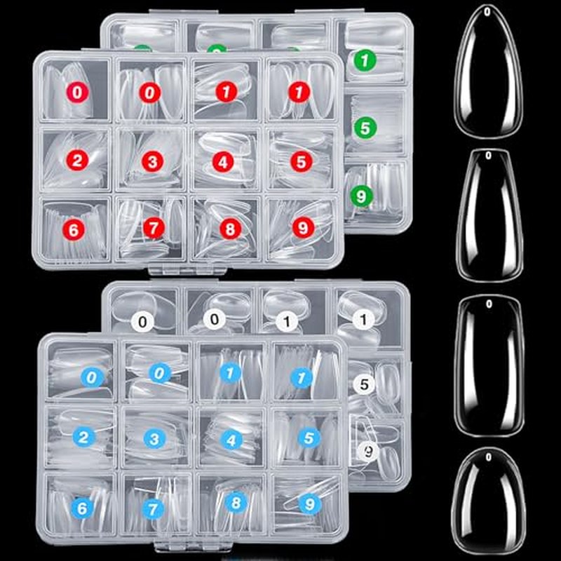 1000PCS Clear False Nail Tips - 4 Shapes, 10 Sizes for DIY & Salon