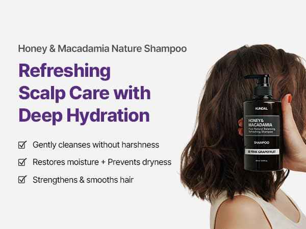 KUNDAL Honey & Macadamia Natural Shampoo [White Musk] Korean Hair Care Shampoo Damage Repair Strengthen, Nourish, with Argan Oil, Free Paraben & Sulfate 16.9 fl oz (Pack of 2),Stocking Stuffers