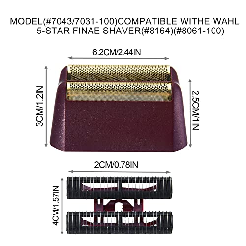 5 Star Series Finale Razor Replacement Foil and Bar Assembly Compatible with wahl Foil 7031-100,7043-100 Shave Replacement Head (red)