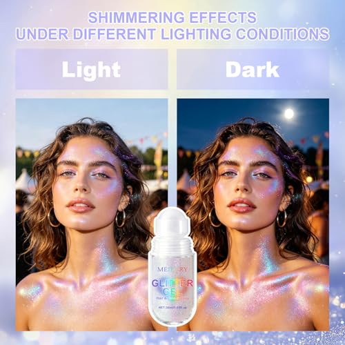 Roll-On Body Glitter Gel - Holographic Chameleon, 2 Pack