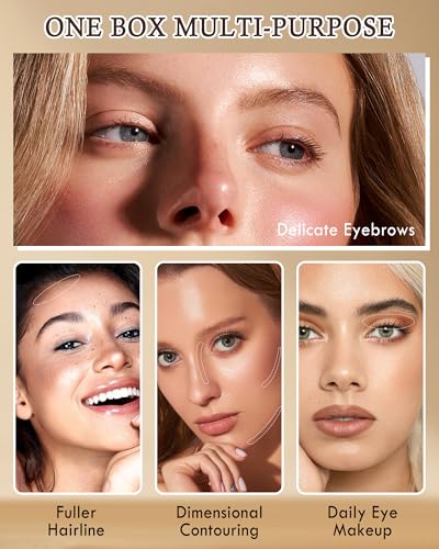 3-Color Eyebrow Powder Palette with Brush & Shaping Tool Kit