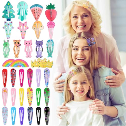 Anezus 80 Pcs Hair Clips for Girls Hair Barrettes Snap Non-Slip Metal Hair Clips for Girls Kids Teens Women