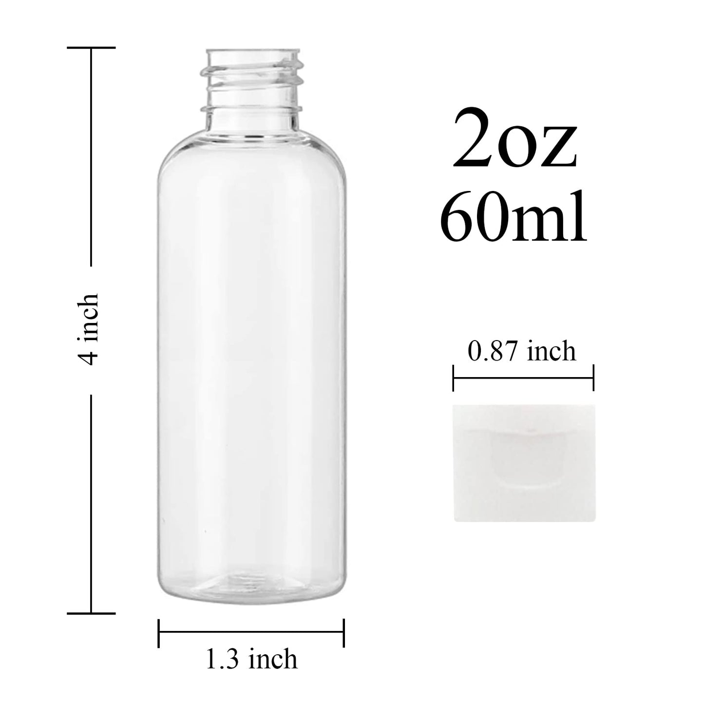 2 Oz Plastic Containers with Lids, Clear Travel Bottles for Toiletries Shampoo Refillable Travel Containers - Set of 25