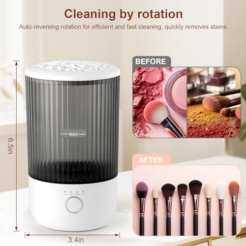 Electric Makeup Brush Cleaner Machine with Timer & Airflow - Rechargeable & Portable