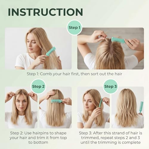 Portable Green Hair Trimmer Comb - Dual-Sided Razor for Frizz & Grooming