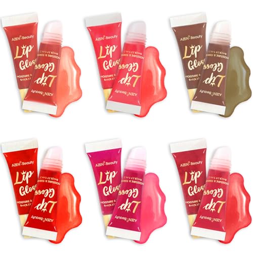 AZEN 24 Pack Lip Gloss Set with Vitamin E & Coconut Oil