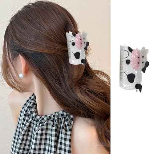 Summer Dairy Cow Hair Clips Cute Animal Hair Jaw Clip Kawaii Black White Dairy Cow Acetate Hair Barrettes Acrylic Hair Styling Accessories Spring Summer Hair Claw Clip for Women Thick & Thin Hair