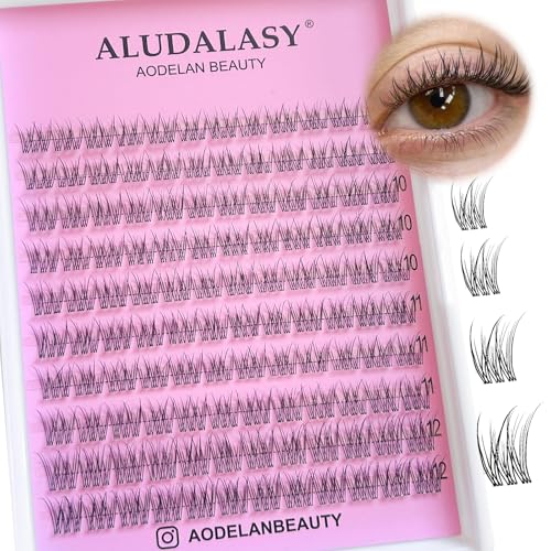 Natural Wispy Lash Clusters C Curl 10-13mm - Invisible Band Fluffy DIY Extensions for Natural Look, Soft Thin Bandshes & Waterproof Bond/Seal Kit for Anime Look At-Home Use