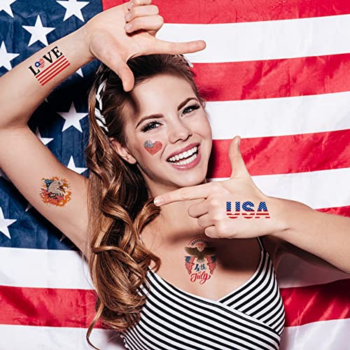 4th of July Temporary Tattoos - 20 Sheets Waterproof Body Art