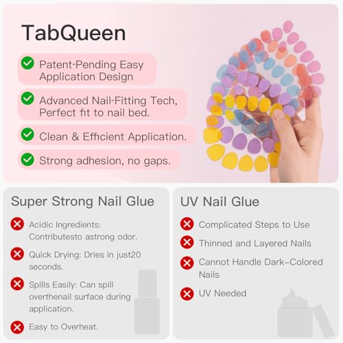 CurvLife Strong Press On Nail Adhesive Tabs - Waterproof, Ultra-Thin, Reusable, 180PCS
