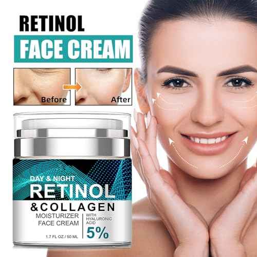 Retinol Collagen Cream for Face with 5% Hyaluronic Acid Anti-Aging Cream Anti-Wrinkle Reduce Fine Lines Lifting and Firming 24-Hour Facial Care Suitable For All Skin Types