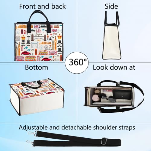 LEVLO London Travel Gift British Theme Cosmetic Bag England Souvenir Gift United Kingdom Make Up Zipper Pouch Bag (London LT)