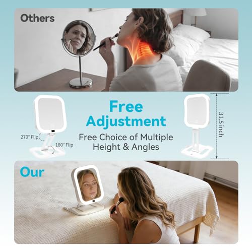 10X/1X Magnifying Makeup Mirror with Lights, Rechargeable