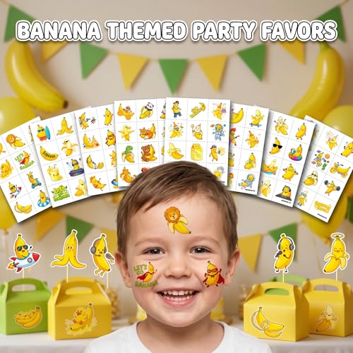96 PCS Banana Temporary Tattoos for Kids | Party Favors
