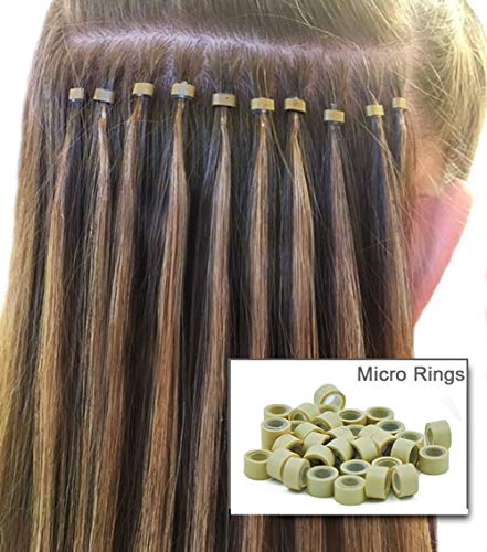 2500pcs Hair Extentions Micro Rings Links Beads, 5mm Silicone Lined Beads for Human Hair Extensions Tool-Multi-colored