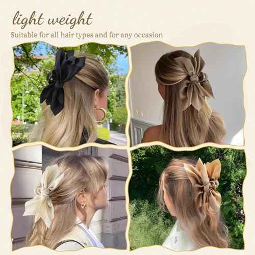 Bow Claw Clips Bow Hair Clips Black White Brown 4PCS Big Hair Bows for Women Butterfly Styling Large Hair Clips for Thick Hair for Girls Hair Accessories for Teen
