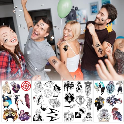 JJK Anime Temporary Tattoos 8 Sheets Halloween Party Favors