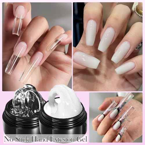 Clear and White Solid Builder Gel for Nails- Non-Stick Hand 3D Sculpting Extension Gel for Nail Art Carving Sculpting Patterns Nail Art Decoration DIY, 30g