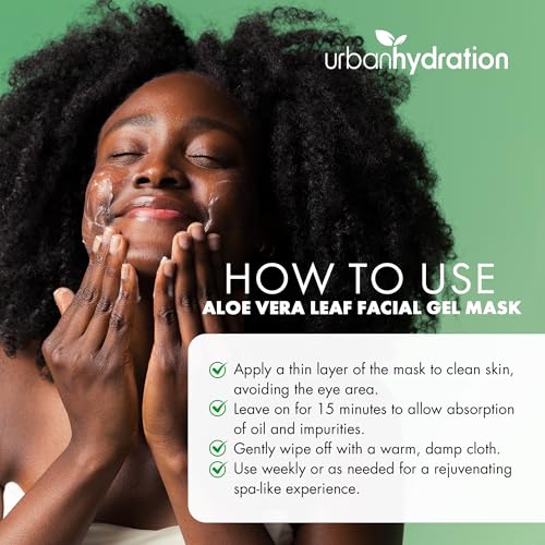 Urban Hydration Bright & Balanced Aloe Vera Leaf Facial Gel Mask | Lightweight, Removes Skin Impurities, Hydrates, Helps with Acne, Benefits For Smooth Skin, All Skin Types | 6.7 Fl Ounce