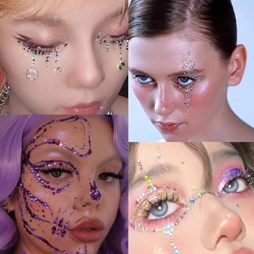 Self-Adhesive Face Gems & Rhinestones - 1041pcs (3-6mm)